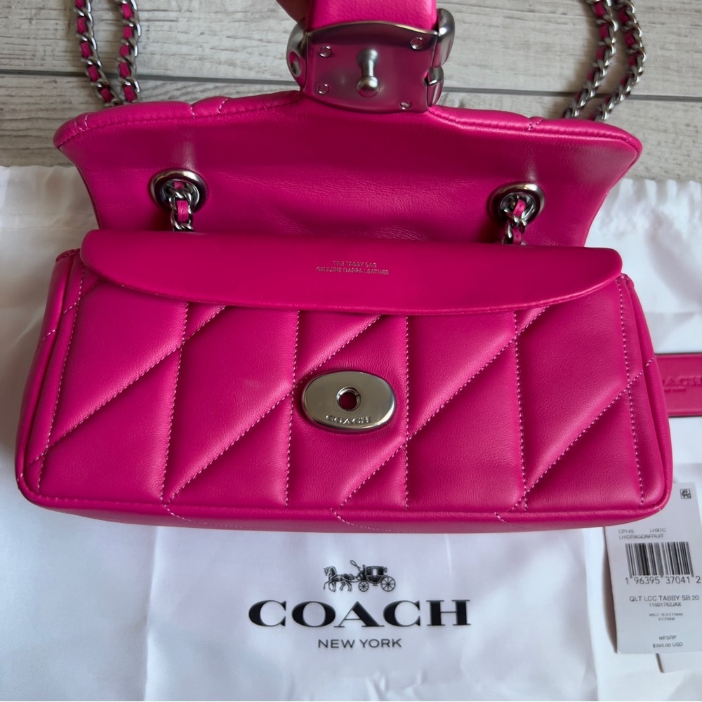Coach Pink Quilted Shoulder Bag with C-Clasp - Picture 8 of 10